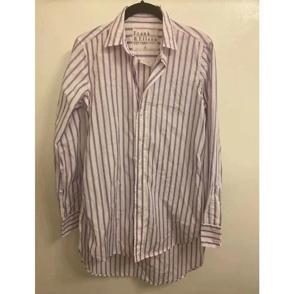 Frank & Eileen Grayson Button Down Shirt Cotton Blue and Pink Stripe Size Small - Picture 4 of 8